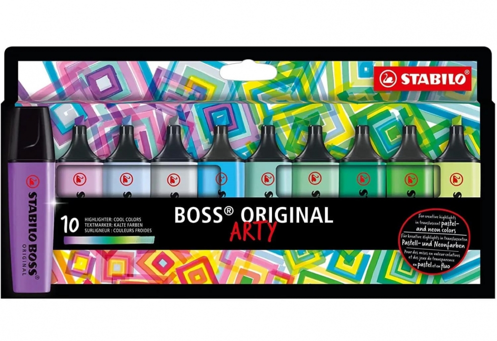 Комплект текст маркери, Stabilo, Boss Original Arty Cool Colors ST70/10-2-20, 10 цвята
