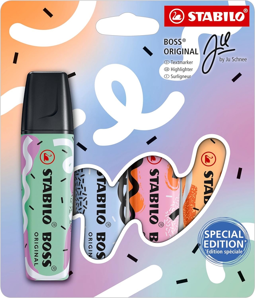 Комплект текст маркери, Stabilo, Boss Original Pastel by Ju Schnee ST70/4-1-101-5, 4 цвята