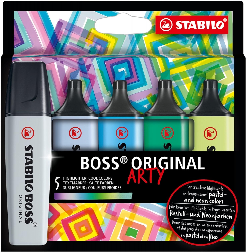 Комплект текст маркери, Stabilo, Boss Original Arty Cool Colors ST70/5-02-2-20, 5 цвята