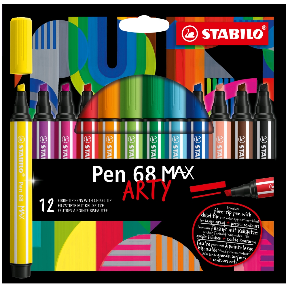 Комплект флумастери, Stabilo, Pen 68 Max Arty ST768/12-21, 12 цвята