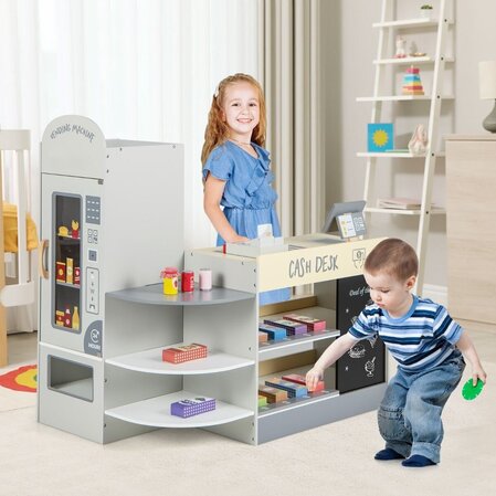 Large wooden shop with accessories white, Costway