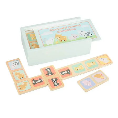 Dominoes in a wooden box, farm animals (FSC®)