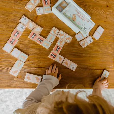 Dominoes in a wooden box, farm animals (FSC®)