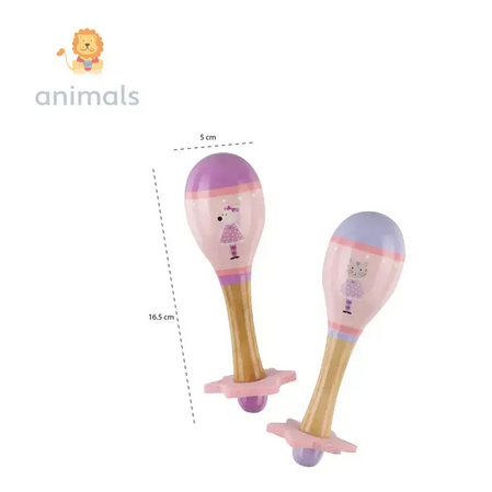 Set of maracas - Pink mouse and kitten