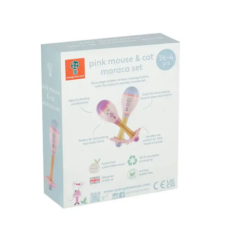Set of maracas - Pink mouse and kitten