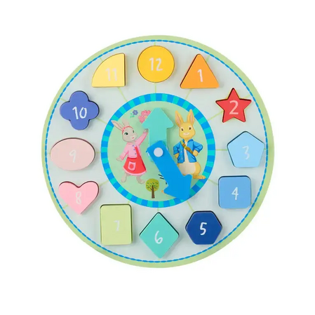 Дървен Пъзел Peter Rabbit, Часовник, пастелни цветове