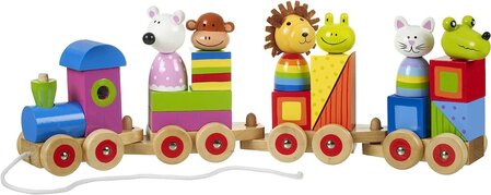 Large wooden train, puzzle and sorter - Animals Collection