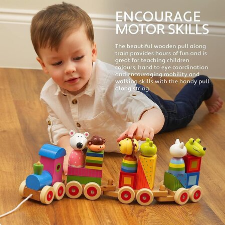 Large wooden train, puzzle and sorter - Animals Collection