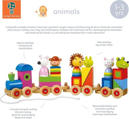 Large wooden train, puzzle and sorter - Animals Collection