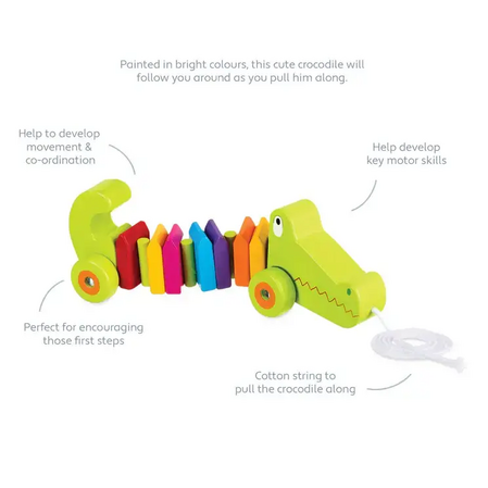 Дървен крокодил за дърпане - Animals