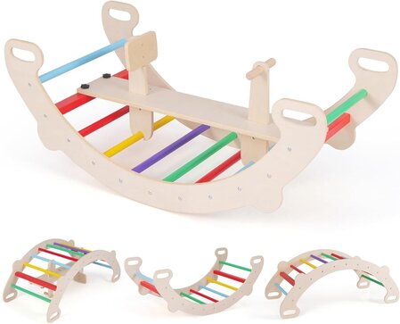 Wooden swing climber "Rainbow" 4in1, Costway