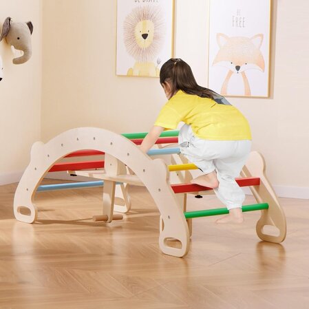 Wooden swing climber "Rainbow" 4in1, Costway