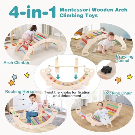 Wooden swing climber "Rainbow" 4in1, Costway