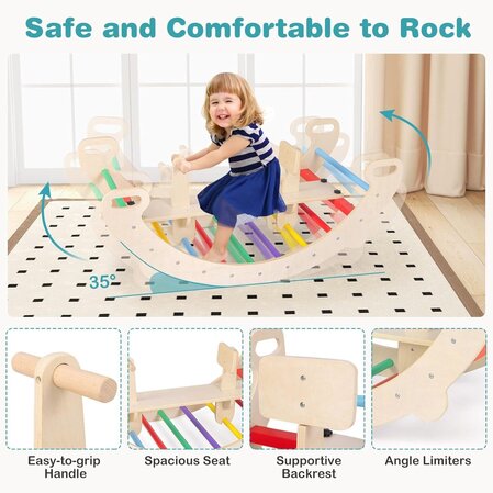 Wooden swing climber "Rainbow" 4in1, Costway
