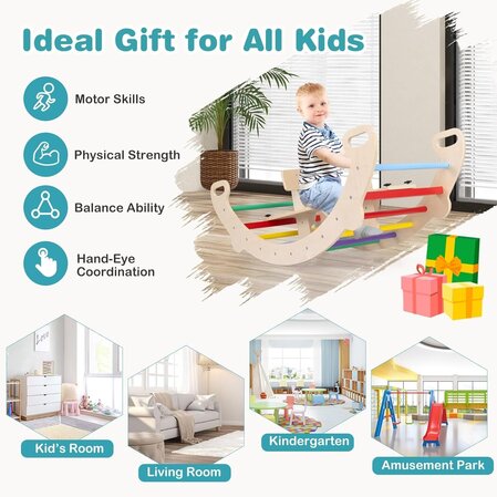 Wooden swing climber "Rainbow" 4in1, Costway
