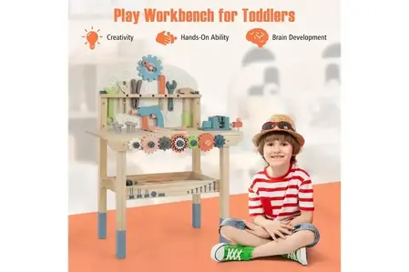 Wooden workshop with tools, Costway