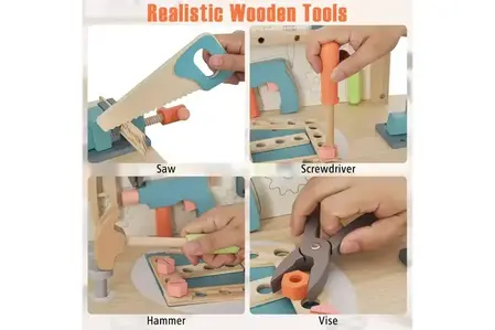 Wooden workshop with tools, Costway
