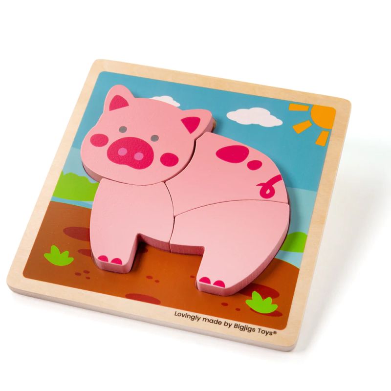 Bigjigs - Wooden children’s puzzle - Pink pig